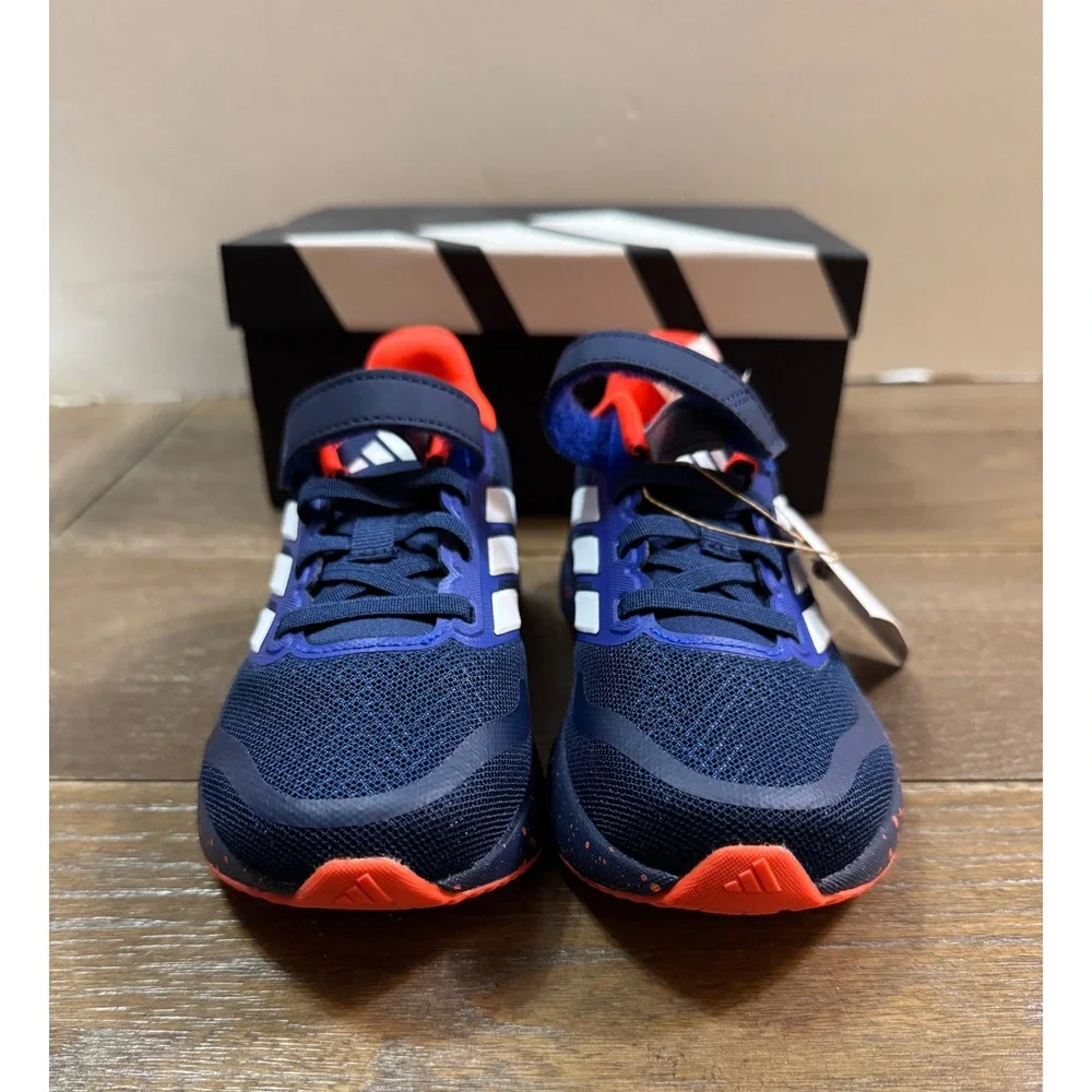 Adidas Runfalcon 5 EL C Kids Navy Blue Orange Running Shoes JQ9596 Size 11K NEW